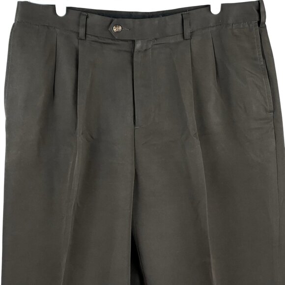 Croft & Barrow Men's Brown Dress Pants Size 36x32 Pleated Front Rolled Cuff Hem - Picture 4 of 13